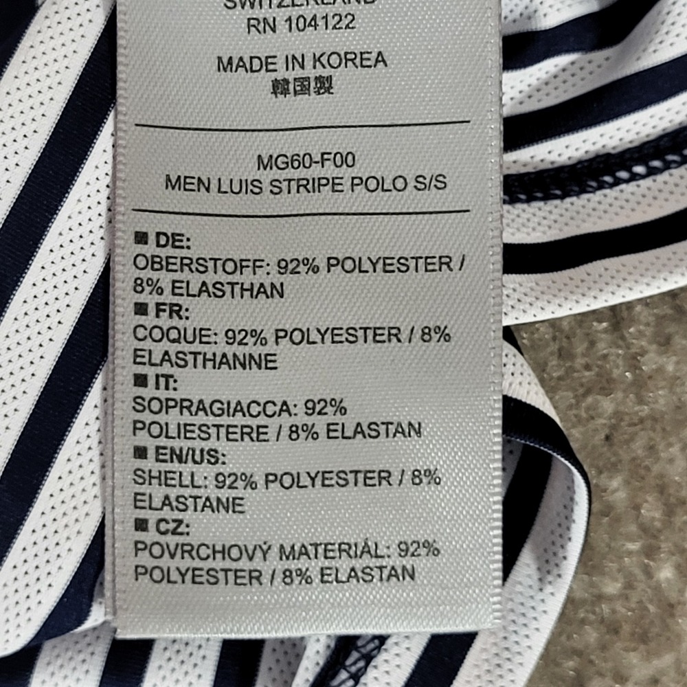 KJUS Luis Stripe Polo Shirt Mens XL Blue White MG60-F00 Short Sleeve Golf - Picture 7 of 16